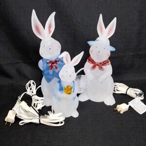 Vintage Light Clear Acrylic Frosted Bunny Rabbit Family Midwest of Cannon Falls